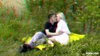 young couple foreplay outdoors 3d