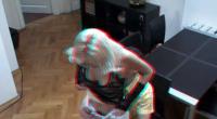 sexy blonde bimbo does a full striptease in real 3d