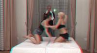 blonde and brunette stacey and megan catfighting in real 3-d