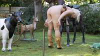 blonde teen taking off panties in outdoors striptease in crosseyed 3d