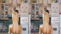 side-by-side 3d pornstar riding cock in her kitchen