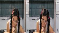 3D TV POV blowjob by brunette pigtailed cute teen bettina dicapri