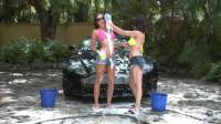 cute babes playing with soapy water outdoors in 1080p 3d SBS porn