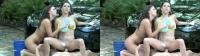 Ivy Winters and Tessa Taylor two brunette babes fucking dude during outdoors threesome in crossview 3D