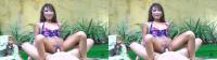slim tanned brunette babe grinding cock in her garden in SBS 3D