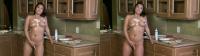 horny pornstar London Keyes with whipped cream on her big boobs playing with herself in the kitchen for 3D TV
