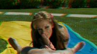 sexy blonde babe nikki sexx pov blowjob outdoors in red cyan anaglyph 3-d