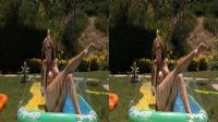 crossview 3d naked babe outdoors on a water slide