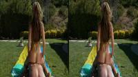 sexy blonde babe fucking outdoors in reverse cowgirl position in true color 3d