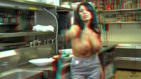 stereoscopic topless babe seducing waiter in real 3d