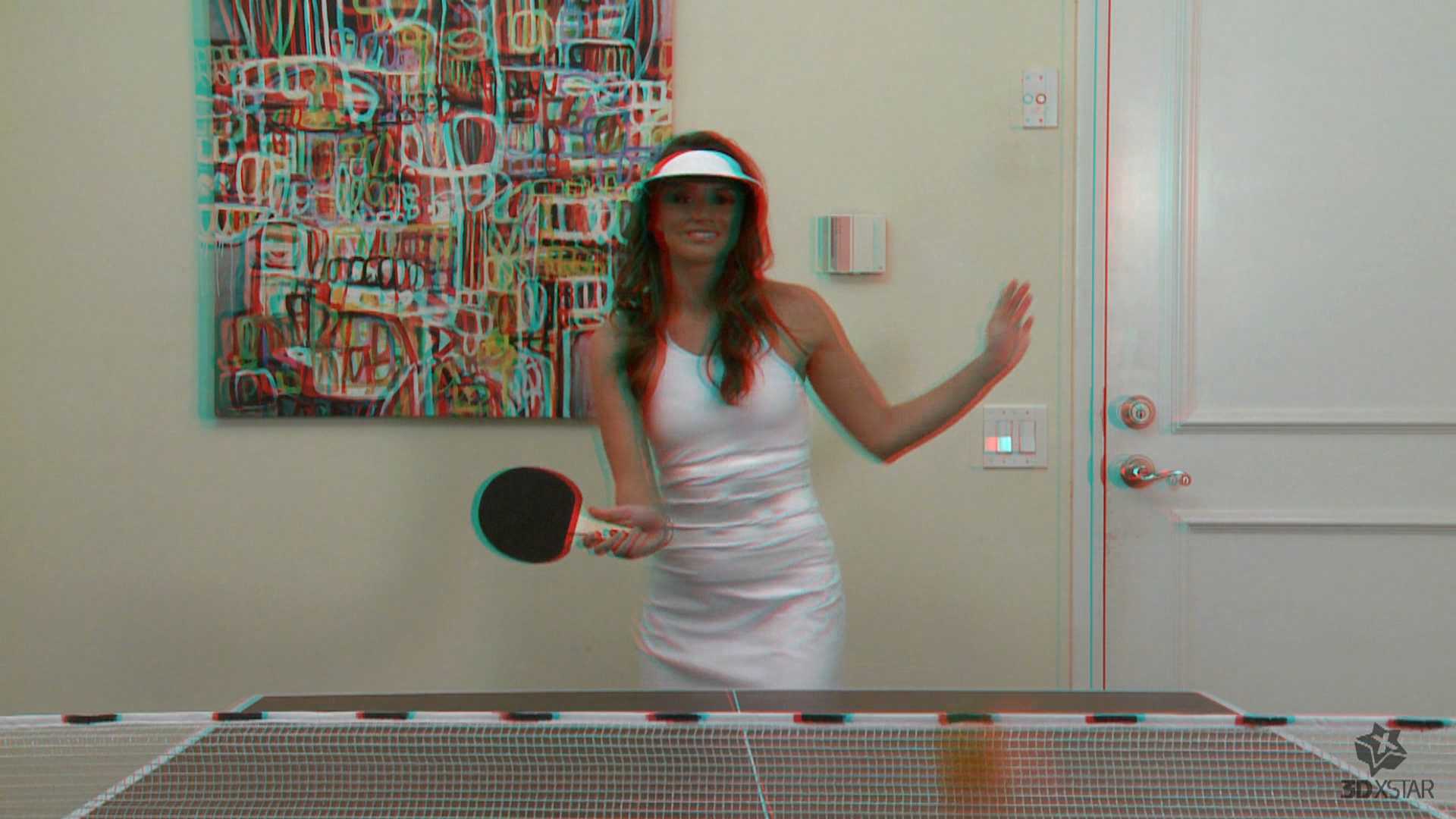Tori is playing strip ping pong