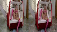 3D TV pigtailed blonde teen masturbating on the backseat