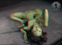 anaglyph 3d bendy asian beauty naked on the floor of the stripclub