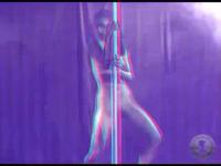 stereoscopic naked indonesian chick dancing around a pole in the club