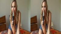 heidi licking big vibrator on the bed in SBS 3D