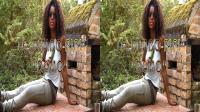 ebony babe poses outdoors in SBS 3D