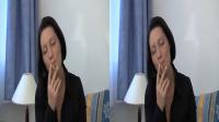 french slut smoking in front of the 3d camera