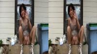 erotic mature waiving goodbye to the 3d camera after outdoors masturbation