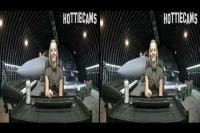 blonde army babe by aeroplane in stereo 3D