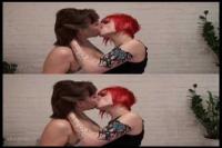 amateur lesbians kissing in over under 3D
