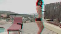 sexy french babe erotic dance and striptease for red cyan glasses