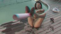 anaglyph 3d tanned beauty showing her naked clit