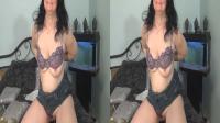 stereoscopic mature doing striptease on the bed