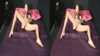 HD 3D TV asian teen in sexy lingerie shoving a toy in her shaved pussy