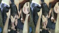 crossview 3D redhead and two brunette sucking cock