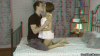 sexy teenage couple foreplay on the bed in stereo 3D