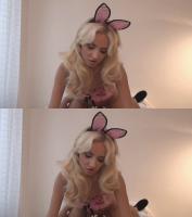 sexy blonde babe dressed as a bunny fucks in 3D TV POV porn image