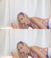anastasia devine dressed as a 60 hippy chick giving a POV blowjob in over under 3D