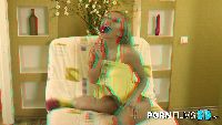 3d porn high heeled slutty french maid giving head to a toy in red and cyan