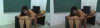 female teacher stretches slutty students ass for 3D TV