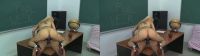 blonde and brunette dykes fucking with toy in classroom in true color 3D