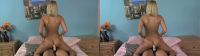 hot slim beautiful blonde rides her girlfriends strapon in true color 3D