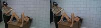 sexy brunette naked on jail wardens desk in true color 3-d