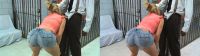 3D TV SBS IR prison blowjob by sexy blonde in jeans miniskirt