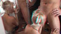 sexy bigtitted bimbo on her knees with a cock in her wet mouth swallowing the last drop in real 3-d