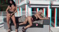 anaglyph 3d lesbians applying spit to a strapon for smoother insertion