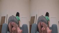 asian teen in jeans miniskirt shows her panties in 3D TV XXX
