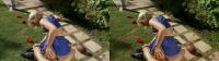 3D TV porn fucking a cute blonde cheerleader on the grass after a party