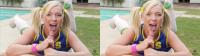 pigtailed blonde cheerleader swallows all the cum in true color SBS 3D