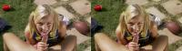 POV dicksucking pigtailed blonde cheerleader outdoors for 3D TV