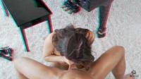 anaglyph 3d deepthroat blowjob by slim brunette babe April O Neil