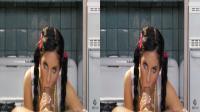 bettina dicapri is a cute teen pigtailed brunette teen sucking a big cock POV style in HD SBS for 3D TV