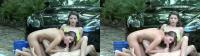 babe sucks his cock clean after he fucks her friend in SBS 3D FFM threesome