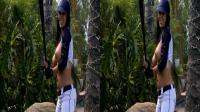 hottie showing big boobs during baseball competition for 3d tv