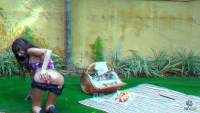 hot bodied teen getting wet at a picnic in 1080p red cyan 3d
