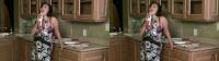 stereoscopic whipped cream eating cutie in her kitchen